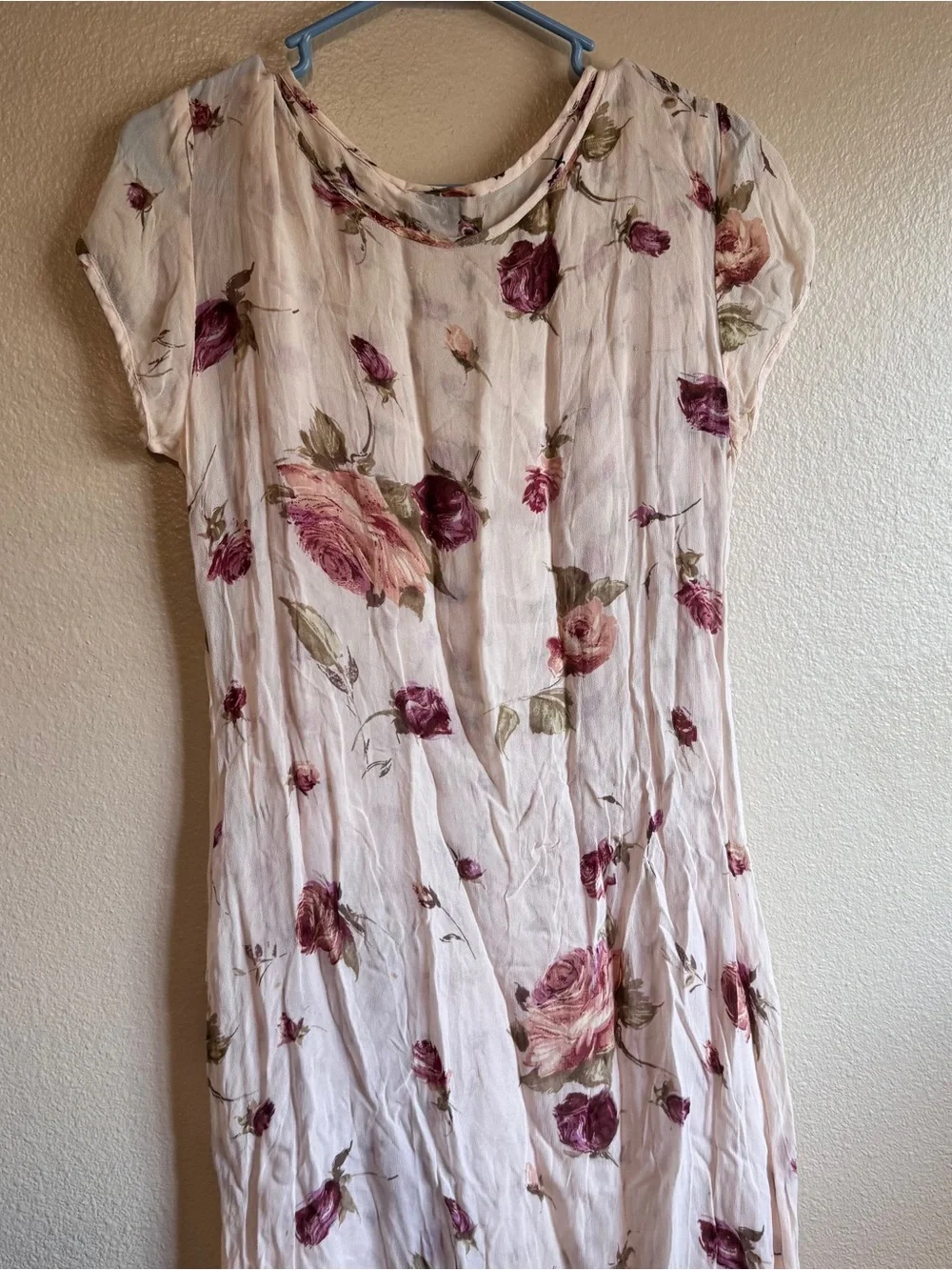VINTAGE Light Pink Floral Scoop-Neck Women's Dress